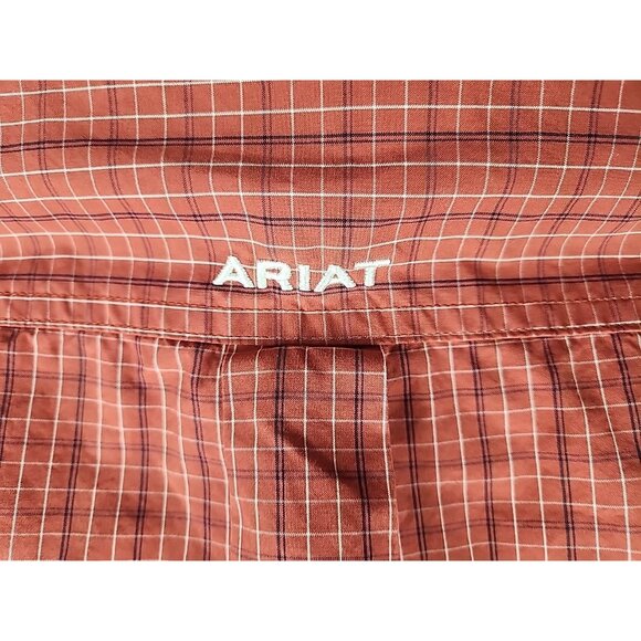 Ariat Pro Series Shirt Mens Red Check Western Cowboy Long Sleeve Button Down - Picture 11 of 14